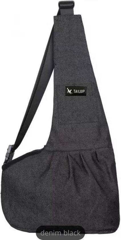 Honden draagzak zwarte spijkerstof 64 x 45 x 20 cm