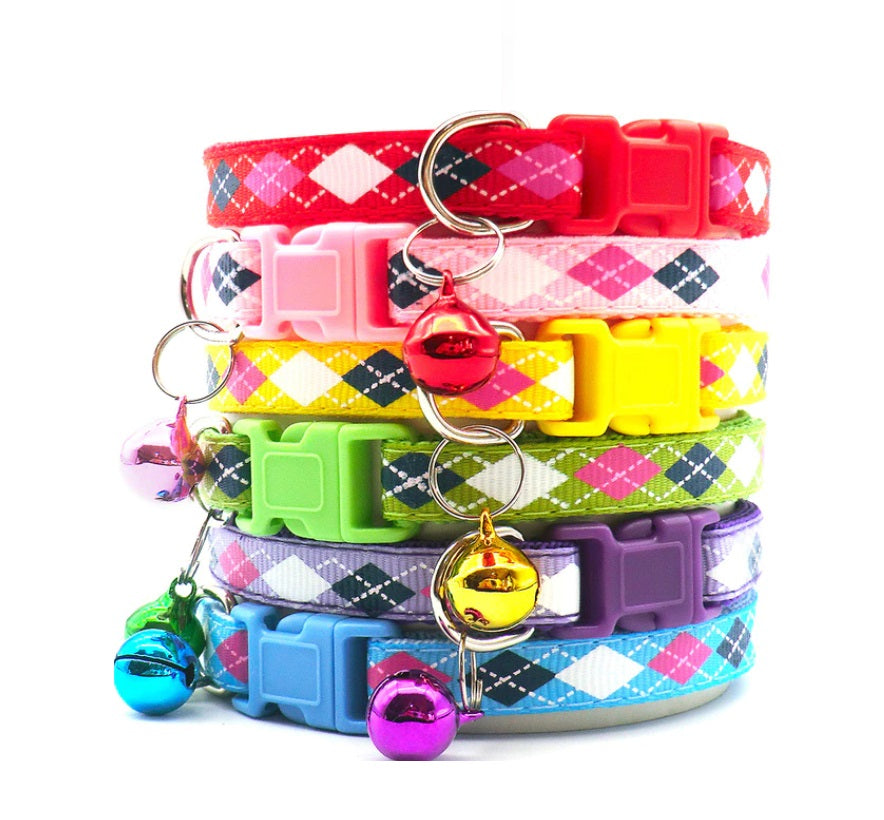 Puppy identificatie riempjes met schotse ruit patroon set van zes stuks