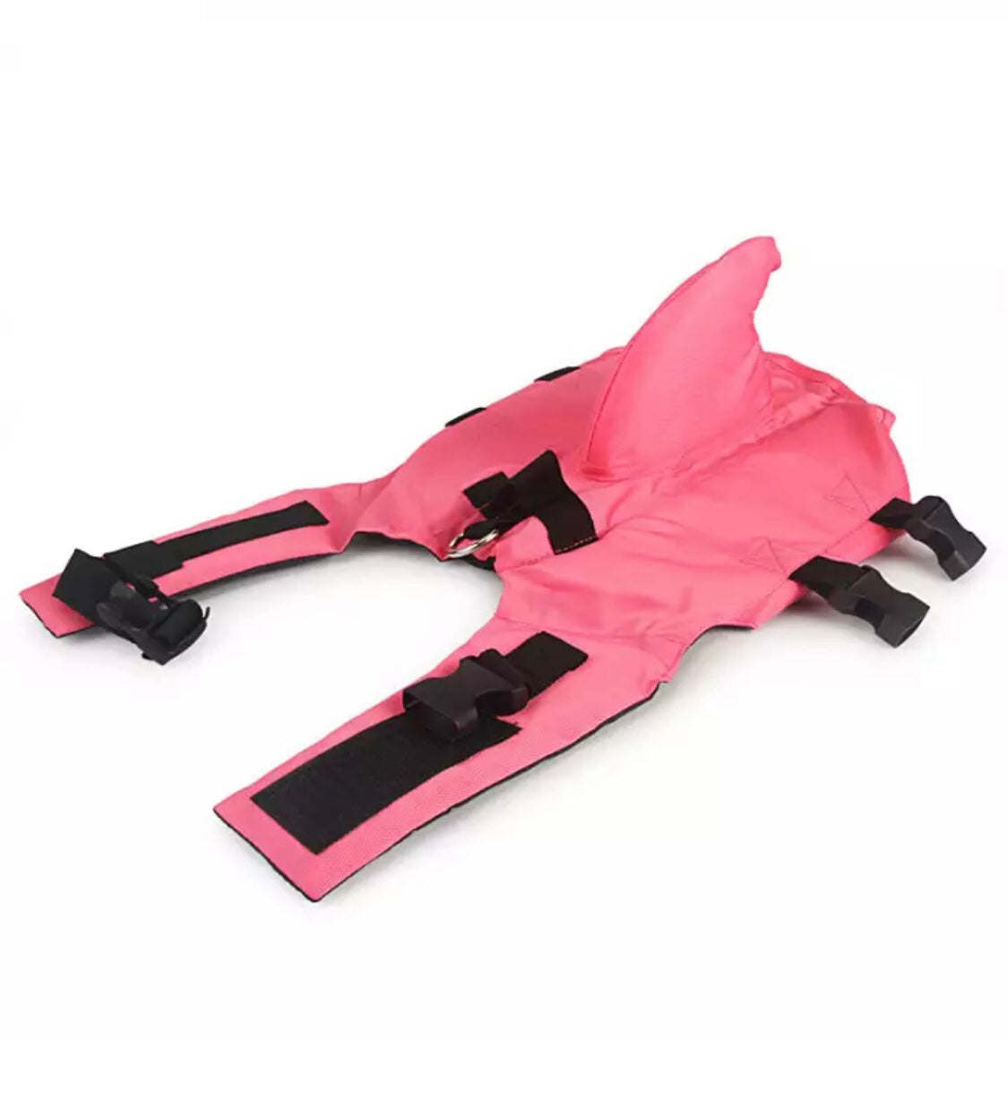 Dog life jacket shark pink