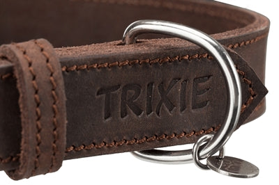 Trixie halsband hond rustic vetleer donkerbruin