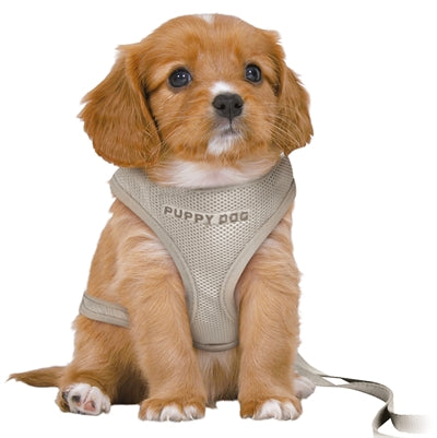 Trixie hondentuig junior puppy softtuig met riem lichtgrijs