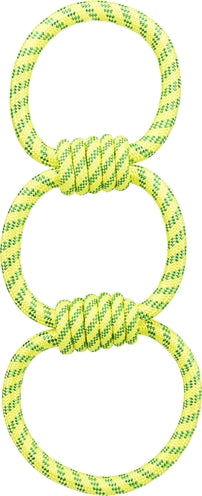 Trixie aquatoy touw trekspeeltje ringen polyester geel / groen