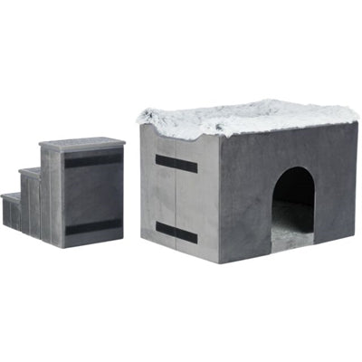 Trixie hondenmand huis harvey met trap grijs / wit