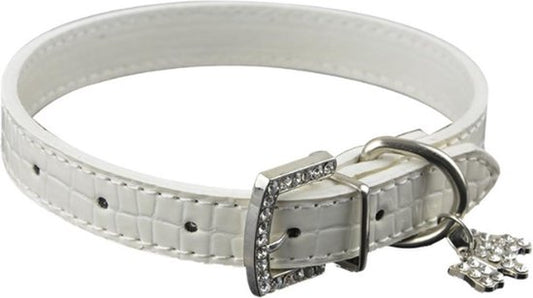Halsband met krokodillen print wit