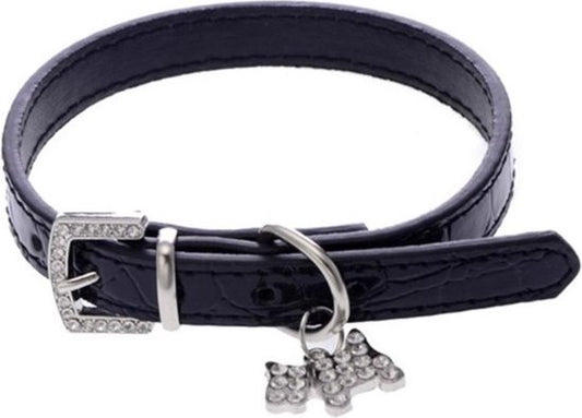 Halsband met krokodillen print zwart
