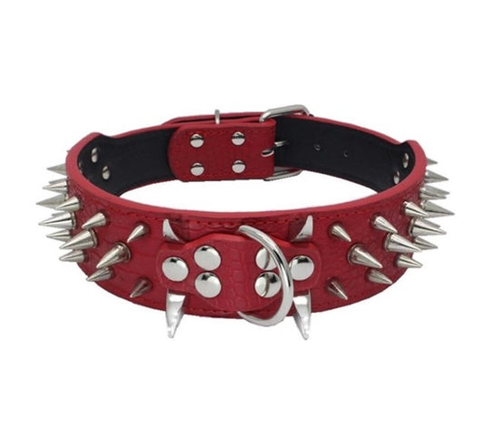 Halsband met spikes rood