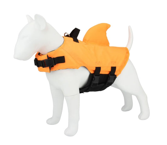 Hondenzwemvest haai oranje